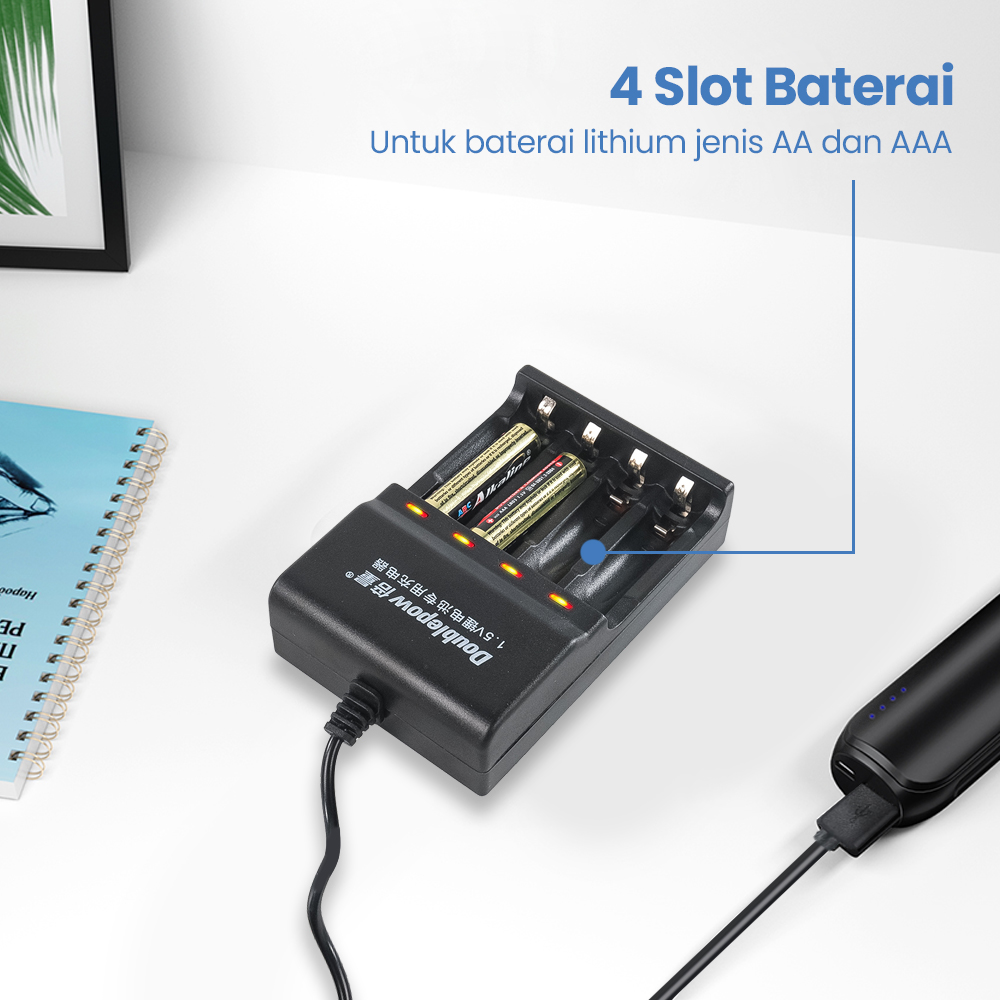Doublepow Charger Baterai 4 Slot AA AAA Li-Ion USB - DP-L152