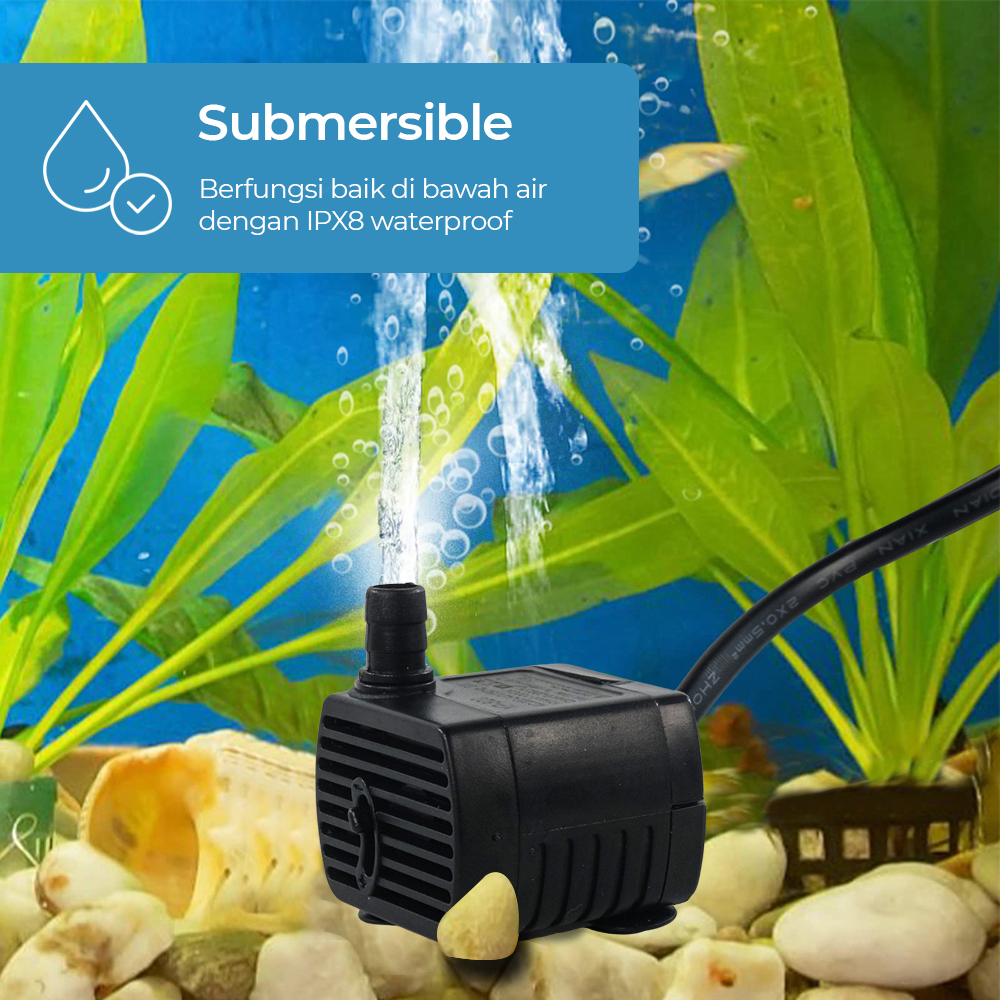 Taffware Pompa Air Aquarium Ikan Submersible Pump Fish Tank 220-240V - JN-300/JN-200