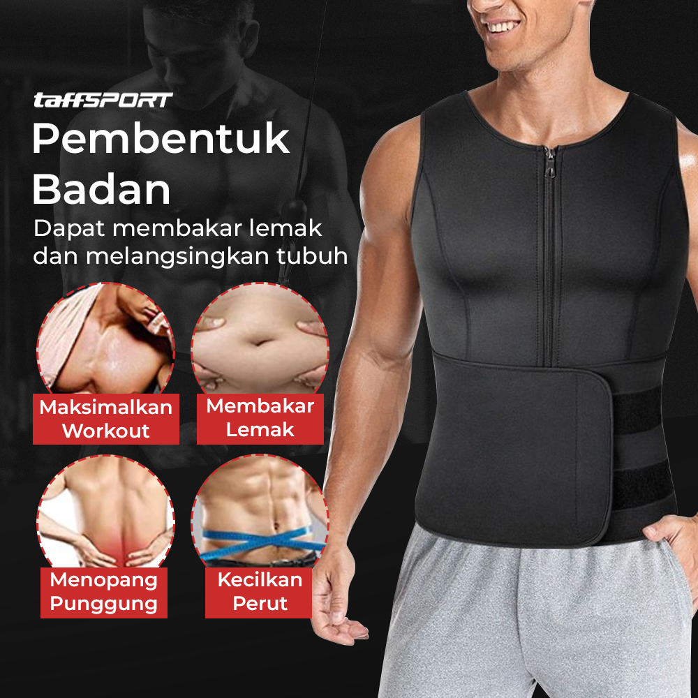 TaffSPORT Korset Pembentuk Badan Pria Shaper Corset Vest Single Velcro - MWL10
