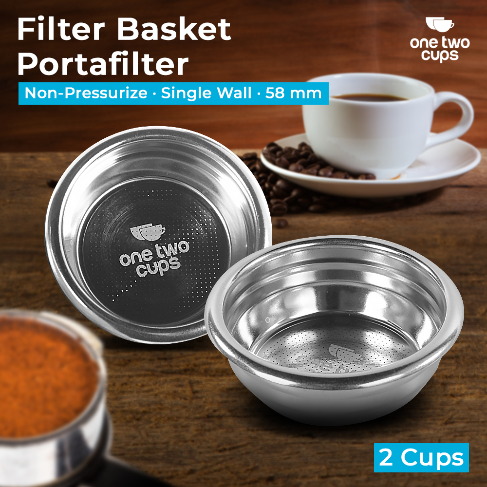 One Two Cups Filter Basket Portafilter Non-Pressurize Single Wall 58mm - Y58
