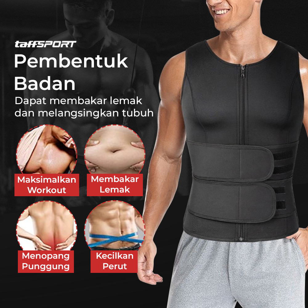 TaffSPORT Korset Pembentuk Badan Pria Waist Fat Burner Double Velcro - MWL10