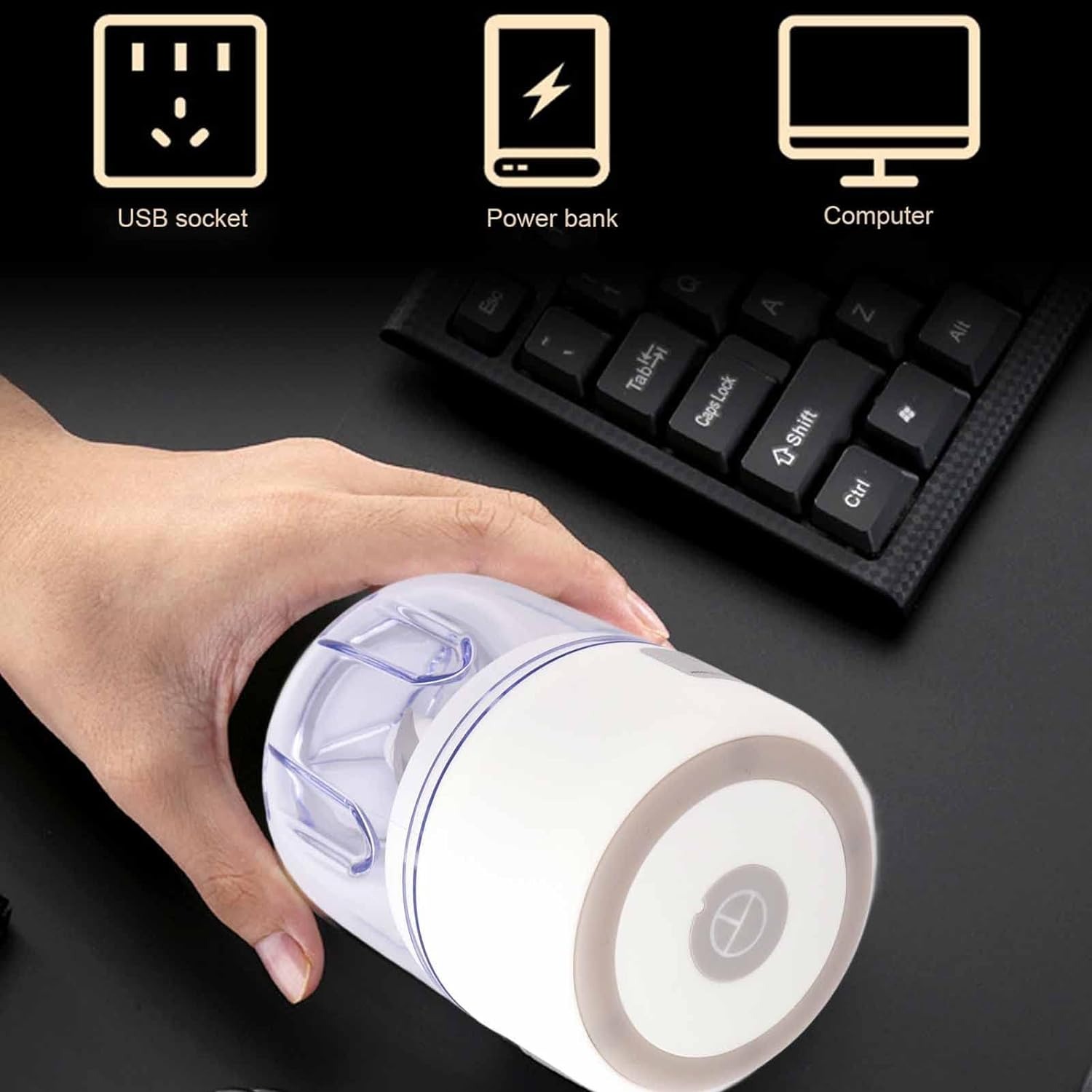 Food Chopper Mini Electric USB Charge Three Layer Blade 250ml - MGC220