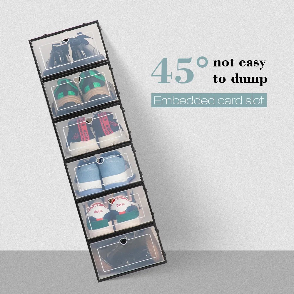Kotak Sepatu Lipat Transparan Shoe Box Organizer 6 PCS Size L - LF010