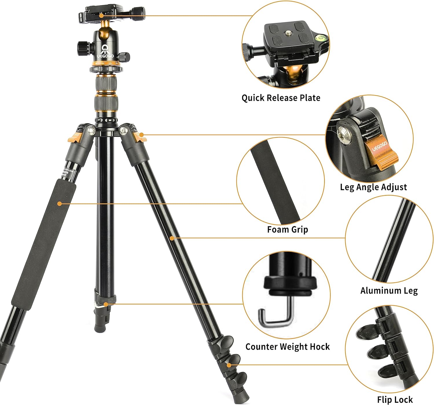 UEGOGO Tripod Kamera Flexible 360 Panoramic 2.05M - C11