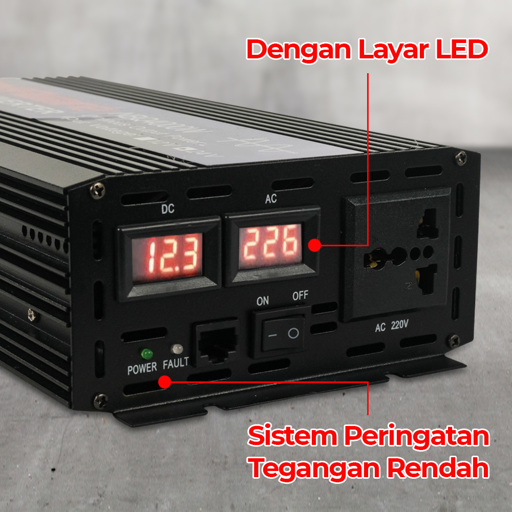 Taffware Power Inverter Mobil Pure Sine Wave DC 24V to AC 220V 4000W - NBQ4000W
