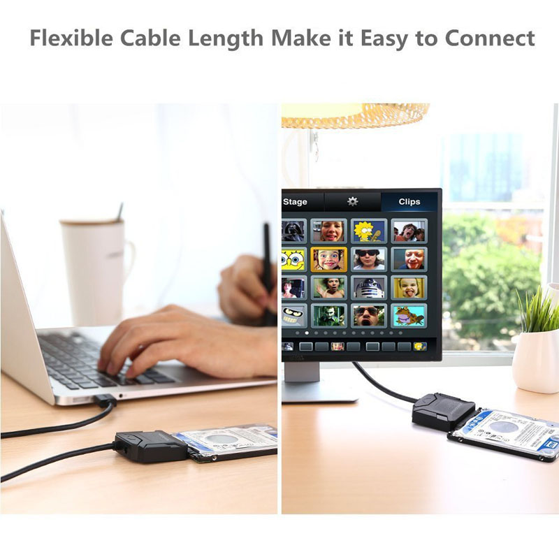 E-yield Kabel Adapter USB 3.0 to SATA for 3.5 / 2.5 Inch HDD SSD 40cm - ZD0004