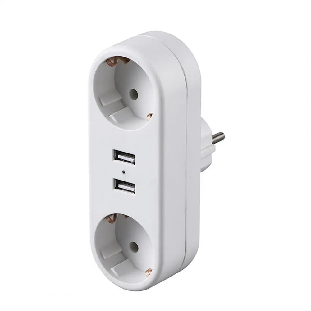 TOMADA Stop Kontak USB Dual Port EU Plug Flame Retardant 16A 250V - TM4