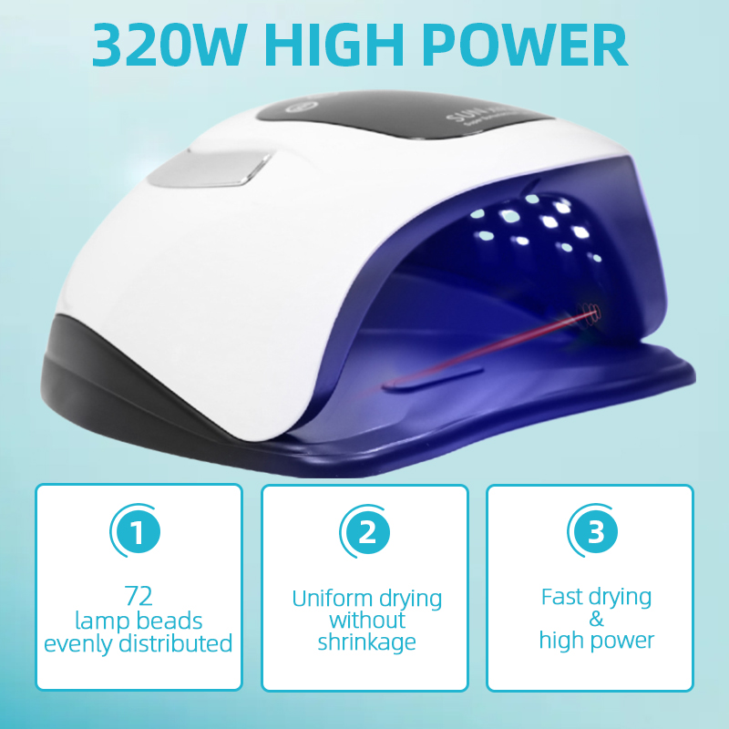 SUN Pengering Kutek UV Lamp Nail Dryer Sensor LCD Display 72 LED 320W - X19 MAX