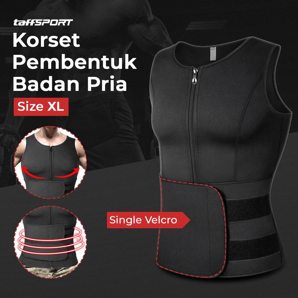 TaffSPORT Korset Pembentuk Badan Pria Shaper Corset Vest Single Velcro - MWL10