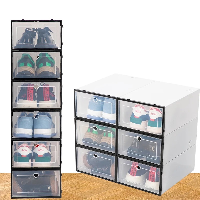 Kotak Sepatu Lipat Transparan Shoe Box Organizer 6 PCS Size L - LF010