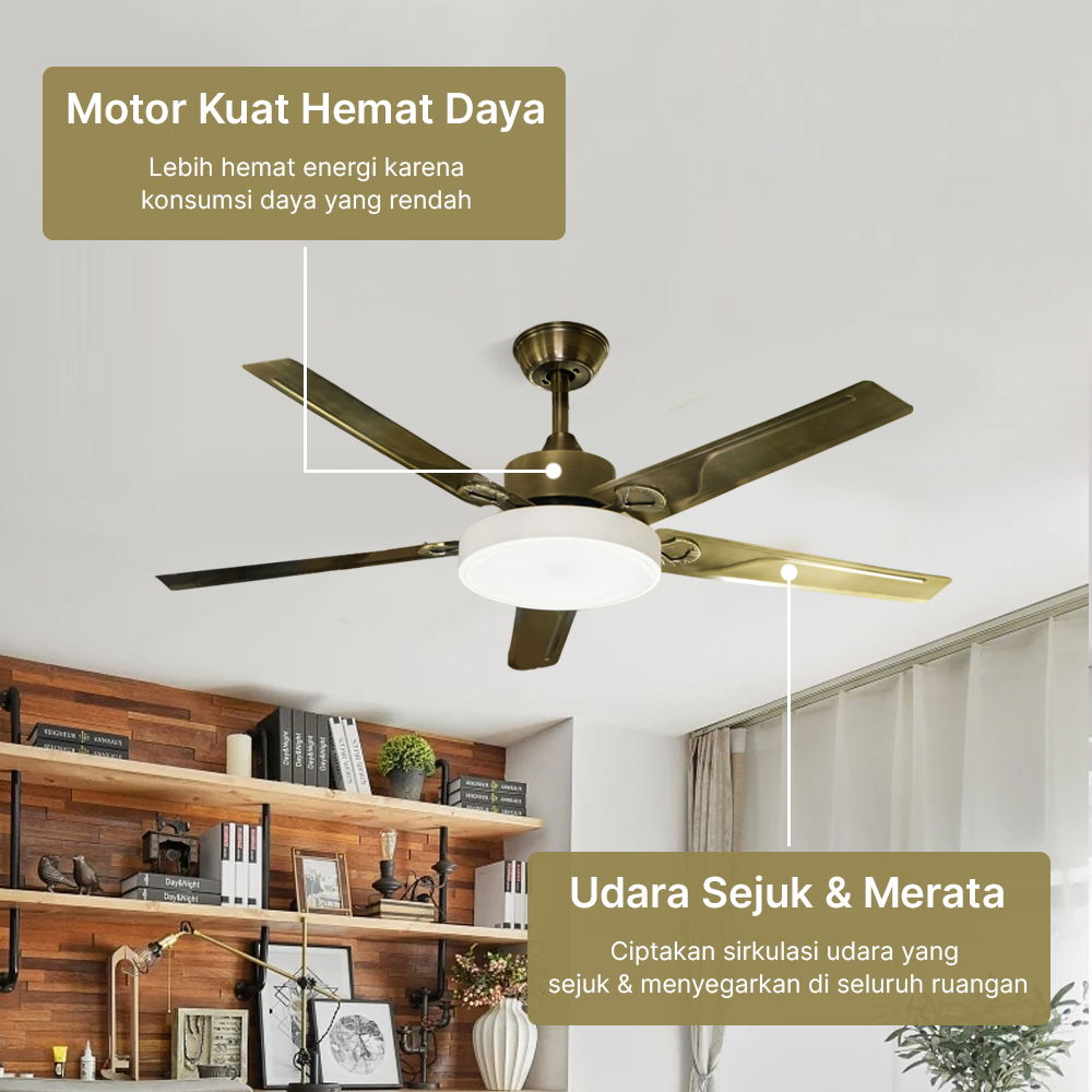 AVEO Kipas Angin Gantung Lampu Tri Color 52 Inch with Remote Control - AV-52
