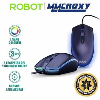 Robot M130 Mouse Wired Colorful LED 3 Kecepatan DPI