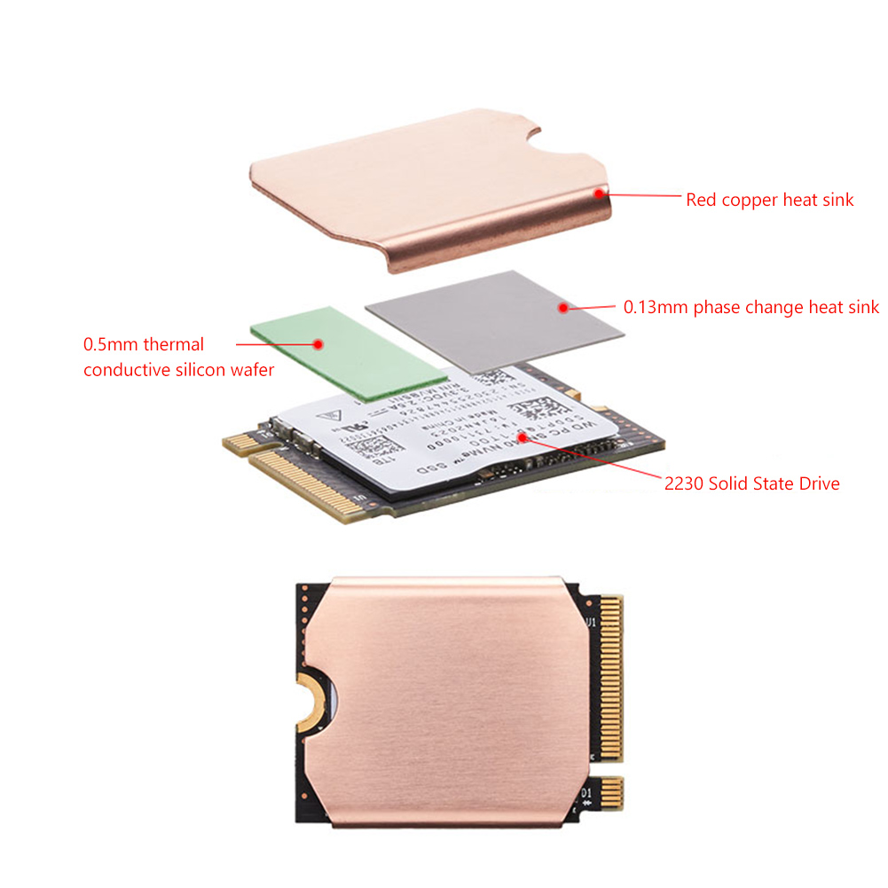 RGEEK Heatsink SSD M.2 2230 NVMe Console Game Copper Cooler - TN30