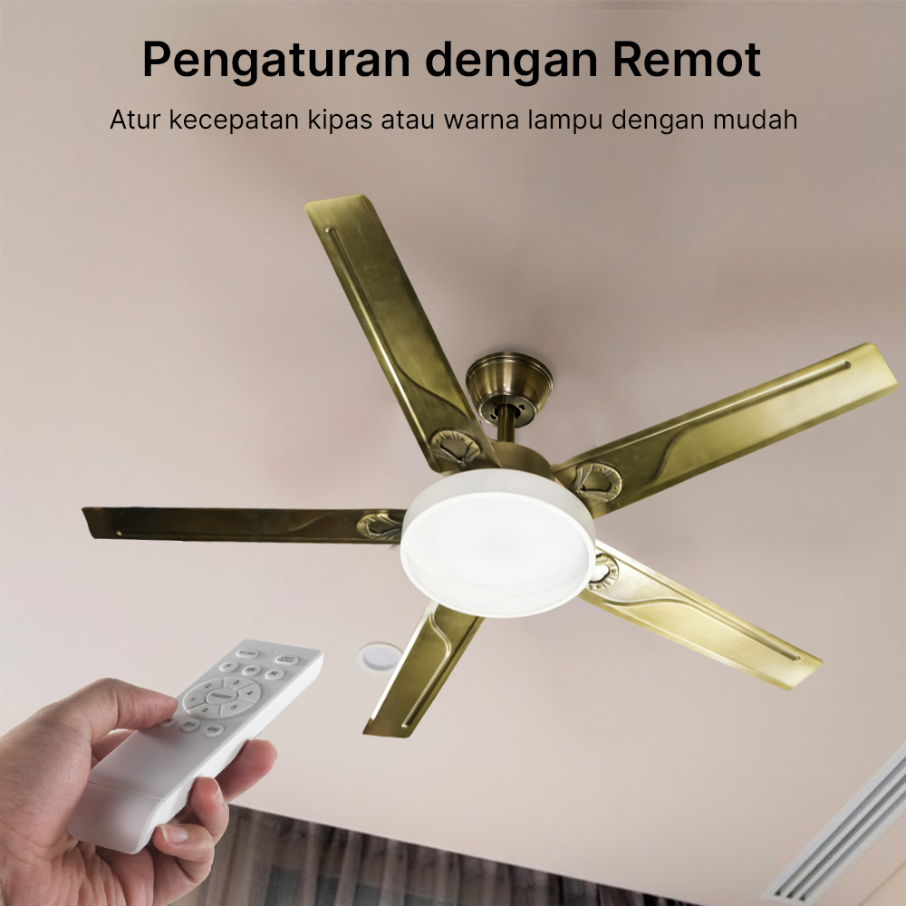 AVEO Kipas Angin Gantung Lampu Tri Color 52 Inch with Remote Control - AV-52