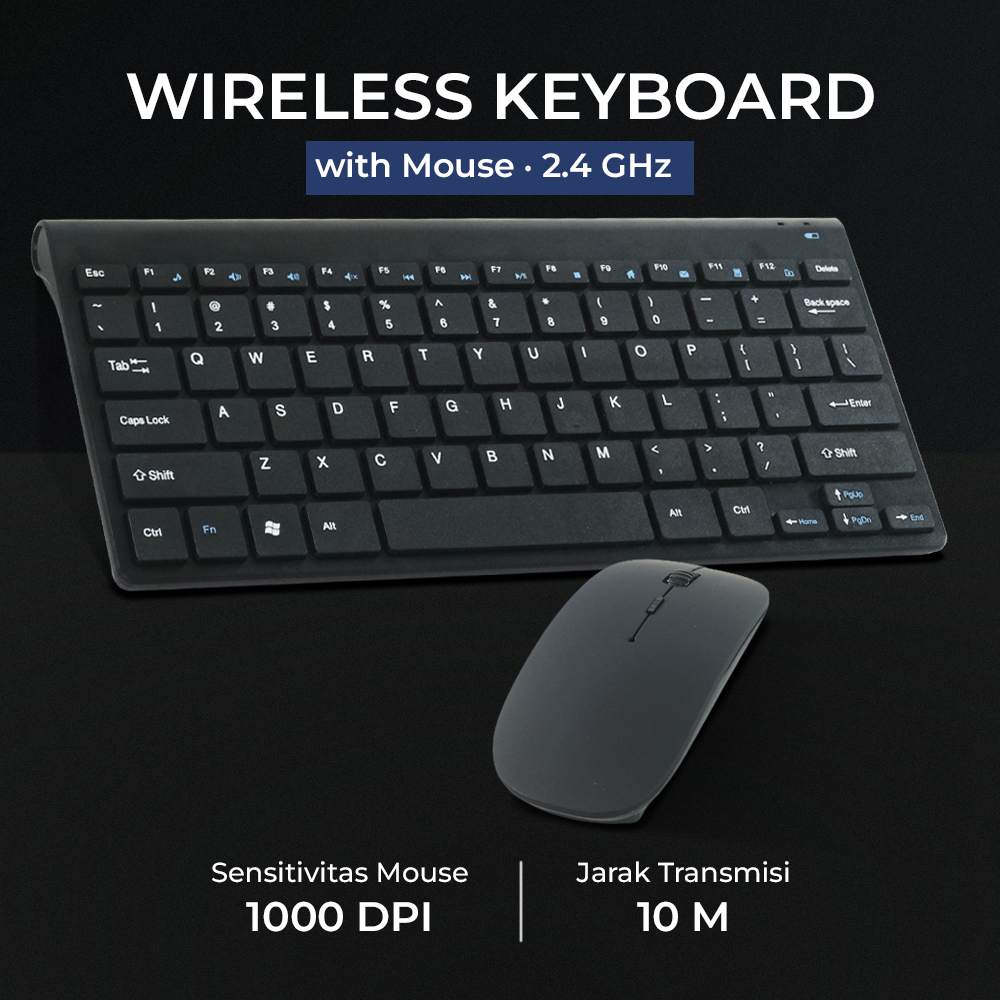 Kimsnot Set Keyboard Mouse Wireless Mini 2.4GHz Slim Portable - JP106