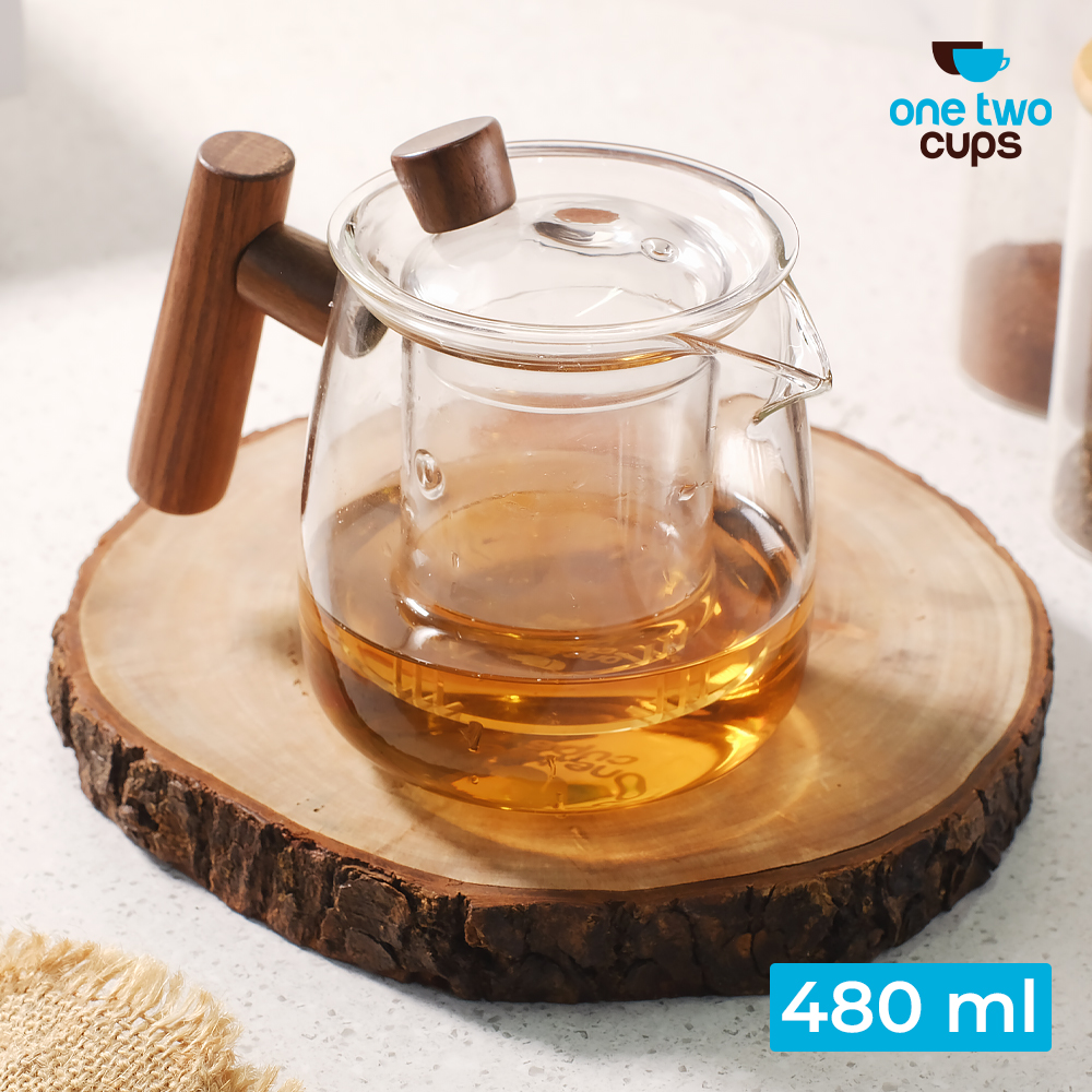 One Two Cups HMLOVE Teko Teh Kaca Saringan Tahan Panas Teapot 480ml - HM4