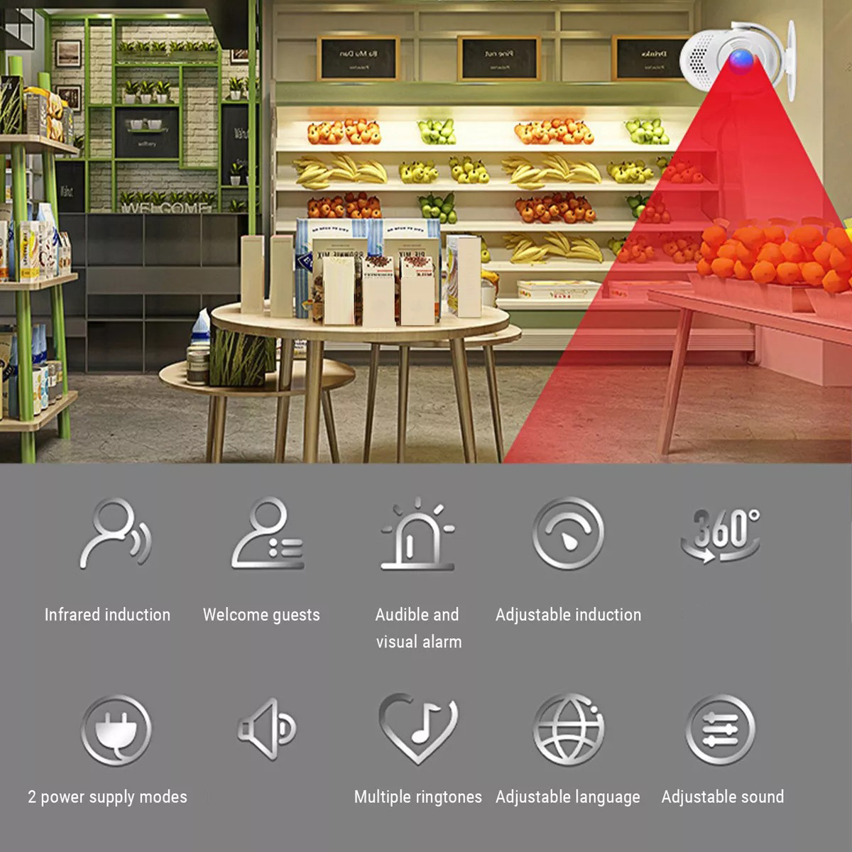Waytron Bel Toko Selamat Datang Sensor Alarm Store Entrance Infrared - GY08