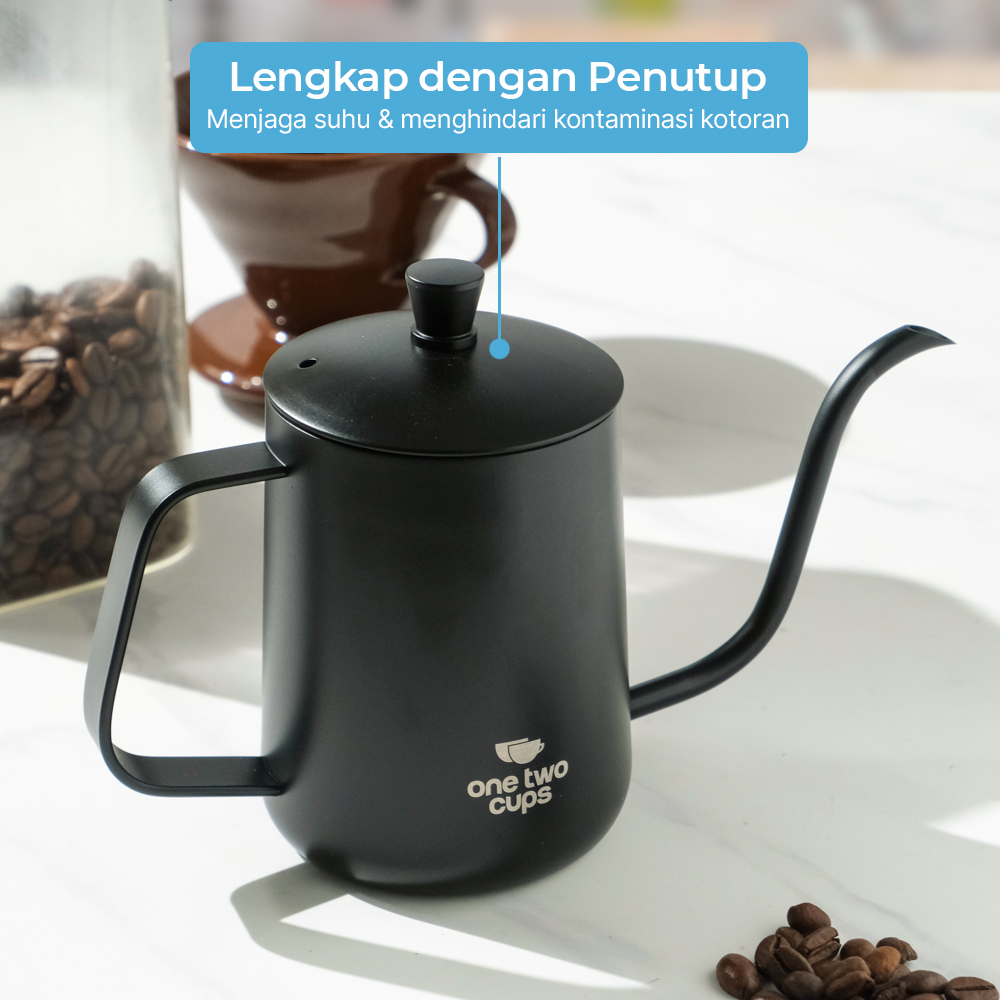 One Two Cups Teko Kopi Leher Angsa Gooseneck Pour Over Kettle 600ml - 8408