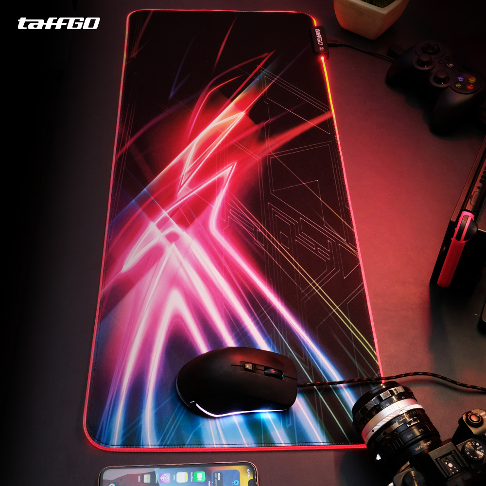 TaffGO Mouse Pad Gaming XL Illuminated RGB LED Desk Mat 800x300x4mm