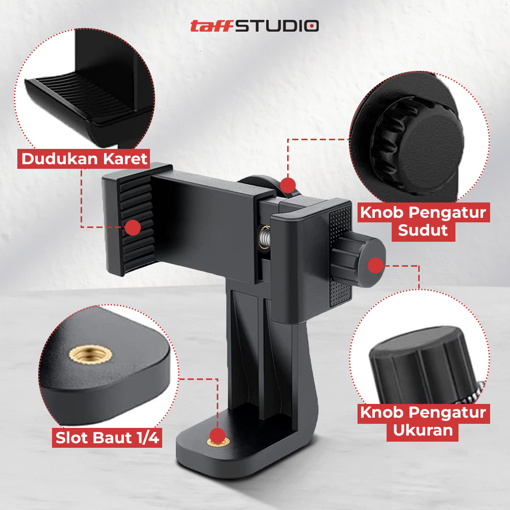 TaffSTUDIO Universal Smartphone Clamp 1/4 Screw Mount - C4
