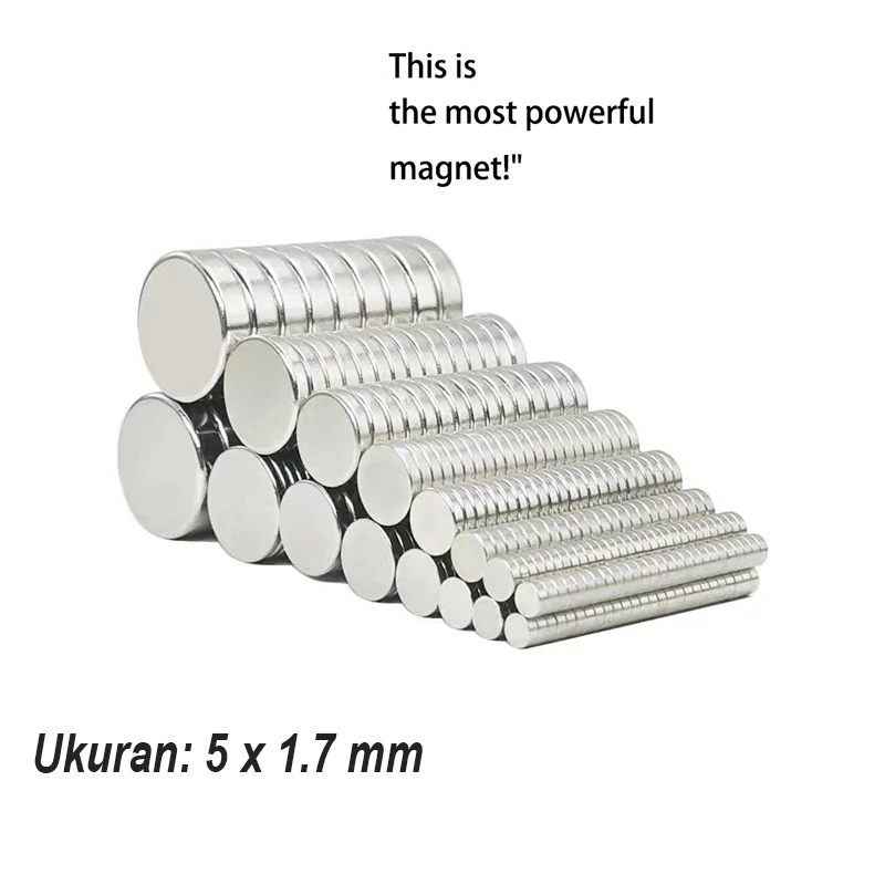 YUE Magnet Bulat Powerful Neodymium NdFeB N35 5x1.7mm 100 PCS - YN35