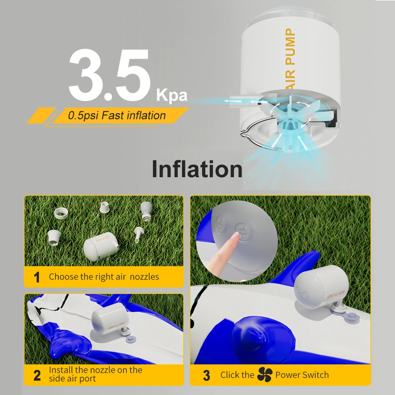 FOGROLL Pompa Angin Elektrik Multifungsi Inflator Deflator with LED - A001