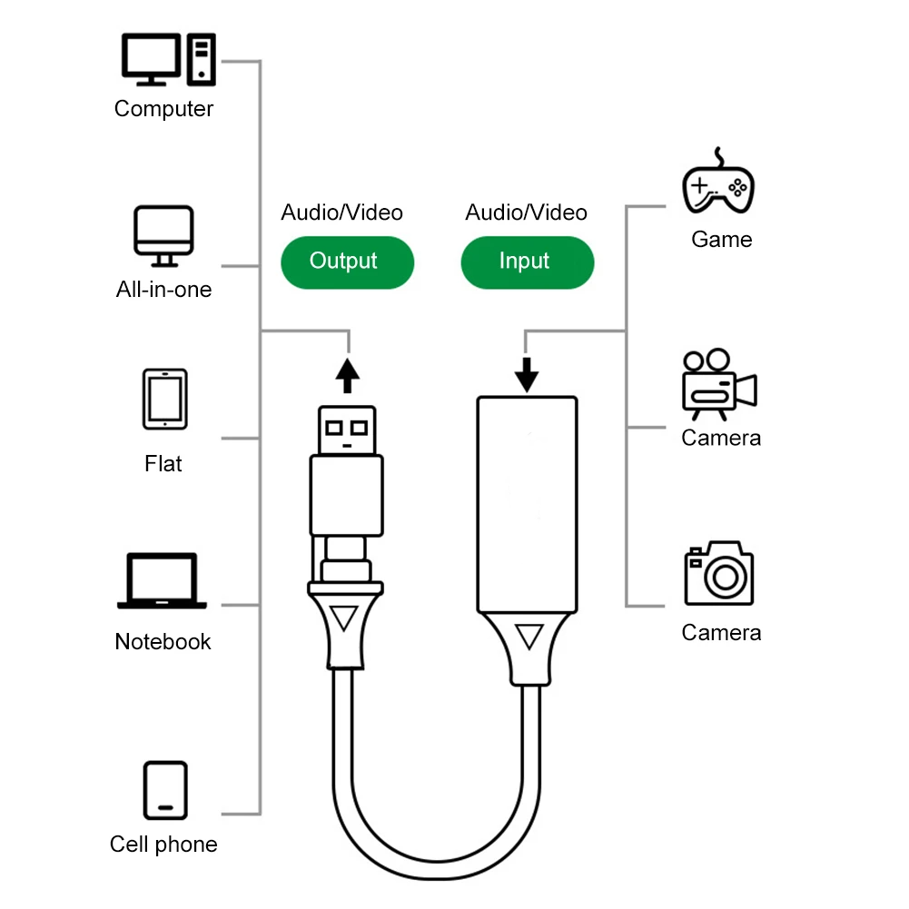 VegGeg Video Capture Card Audio HDMI 2 in 1 USB Type C Anti Lag - MS2130