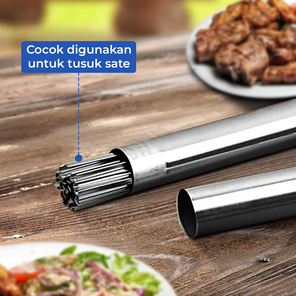 TCook Tabung Penyimpanan Tusuk Sate BBQ Stainless Steel 35cm - TC19