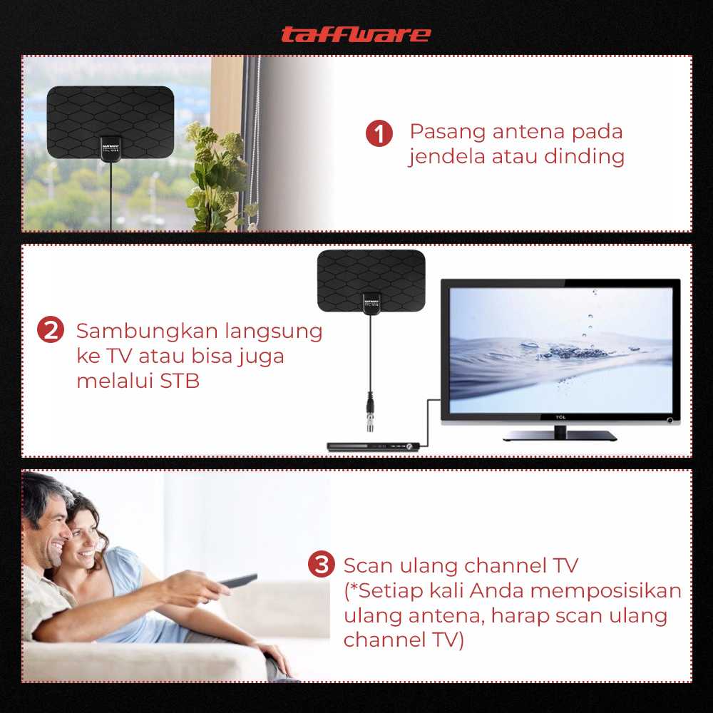 Taffware Antena TV Digital Indoor DVB-T2 25dB Grid Jack Male Plug - TFL-D139 - Gambar 5