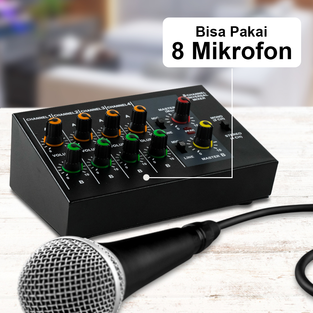 WEITESI Professional Console Karaoke Mixer 8 Channel Input Mic - AM-228