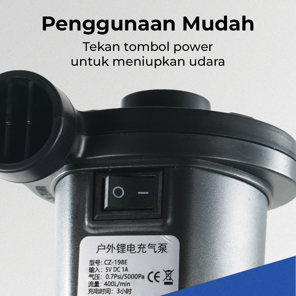 ZONEBOM Pompa Angin Elektrik Multifungsi Inflator Deflator USB 2000mAh - CZ-198E