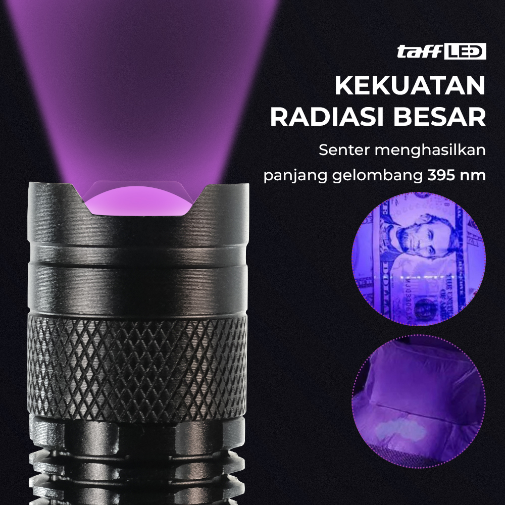 TaffLED Pocketman Senter LED UV Flashlight 395nm with Battery 600mAh - P1UV