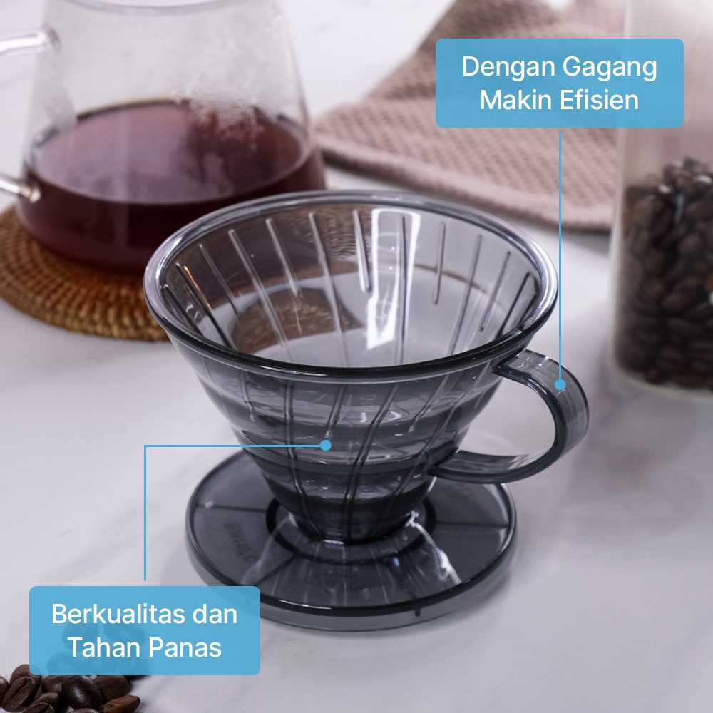 One Two Cups V60 Coffee Dripper Alat Seduh Kopi Manual Plastik - KP-15 - Gambar 3