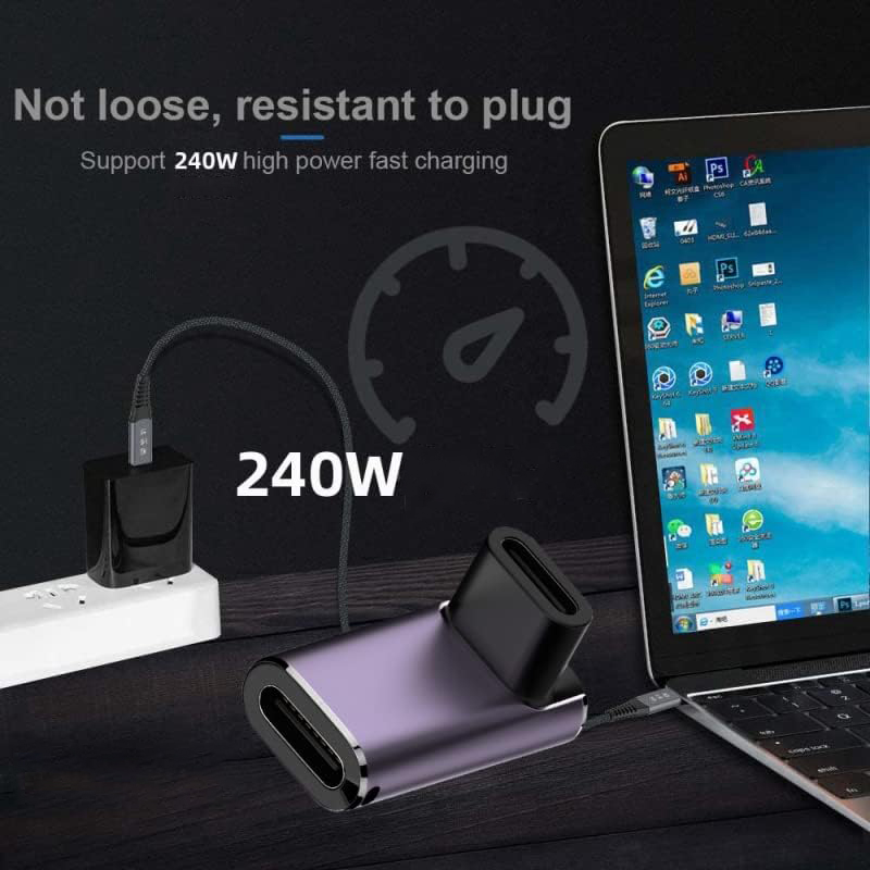 SHIWANA OTG USB Type C 4.0 Female to Female Adaptor Bend 40Gbps 240W - SH-43