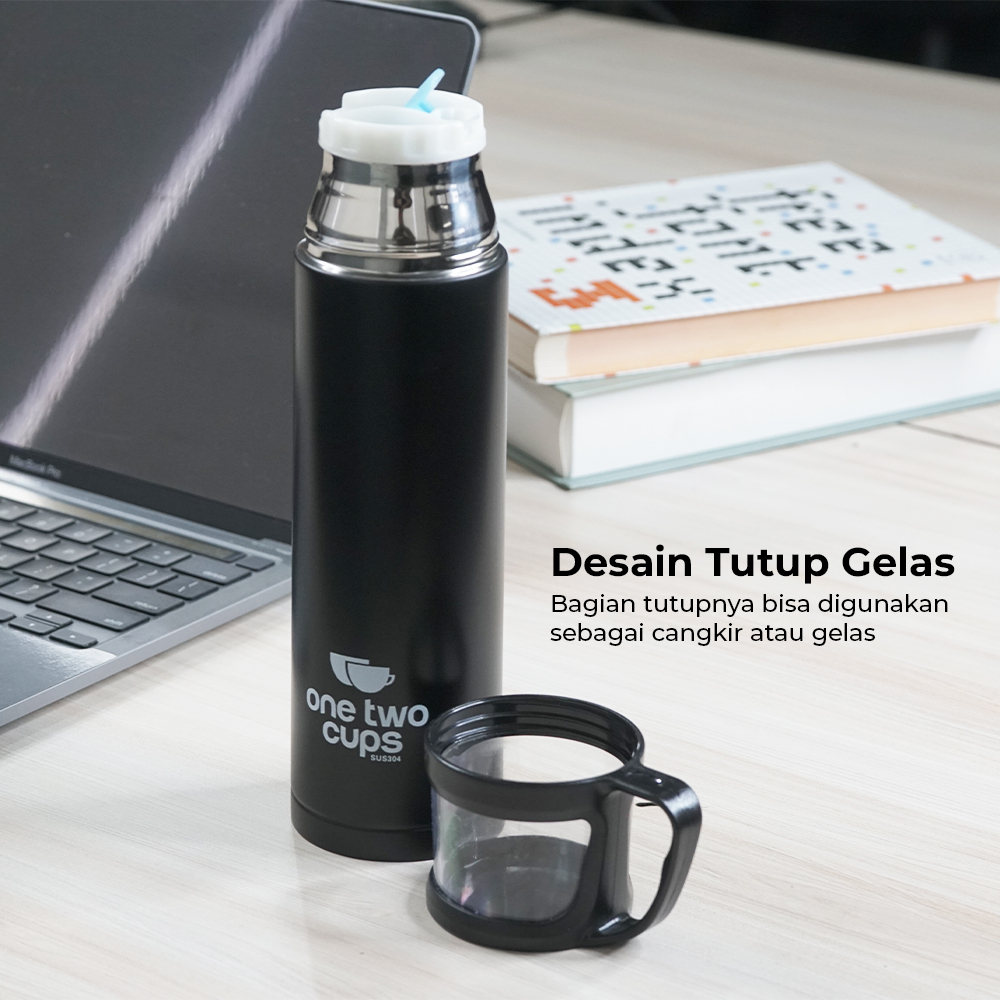 One Two Cups Botol Minum Termos Air Panas Dingin with Cup Head 500ml - SUS304