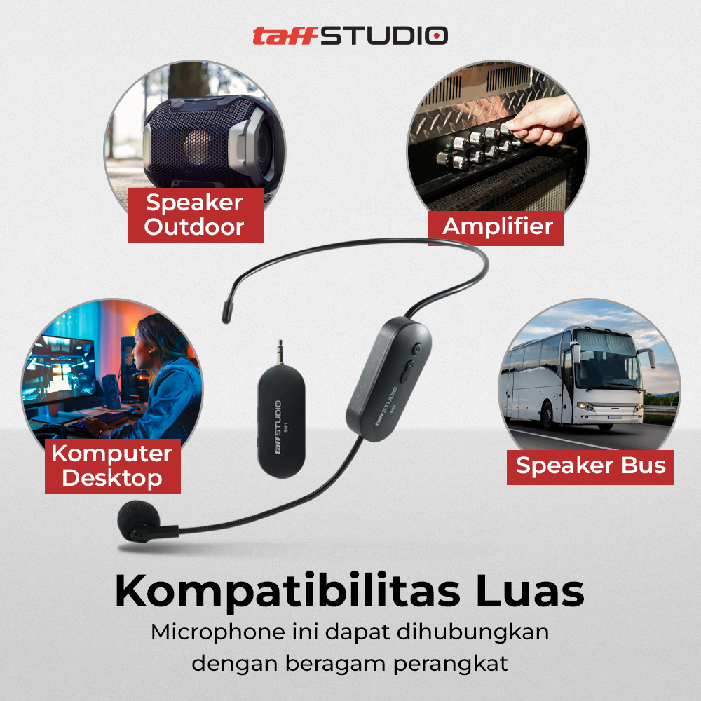TaffSTUDIO Wireless Microphone 2.4 GHz Headset CS with Receiver - SI01