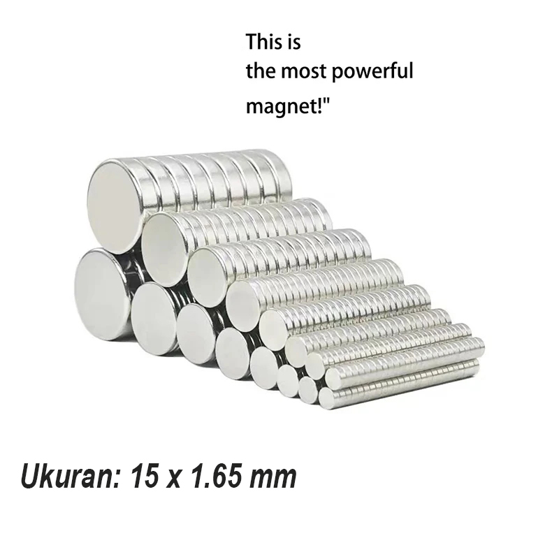 YUE Magnet Bulat Powerful Neodymium NdFeB N35 15x1.65mm 50 PCS - YN35