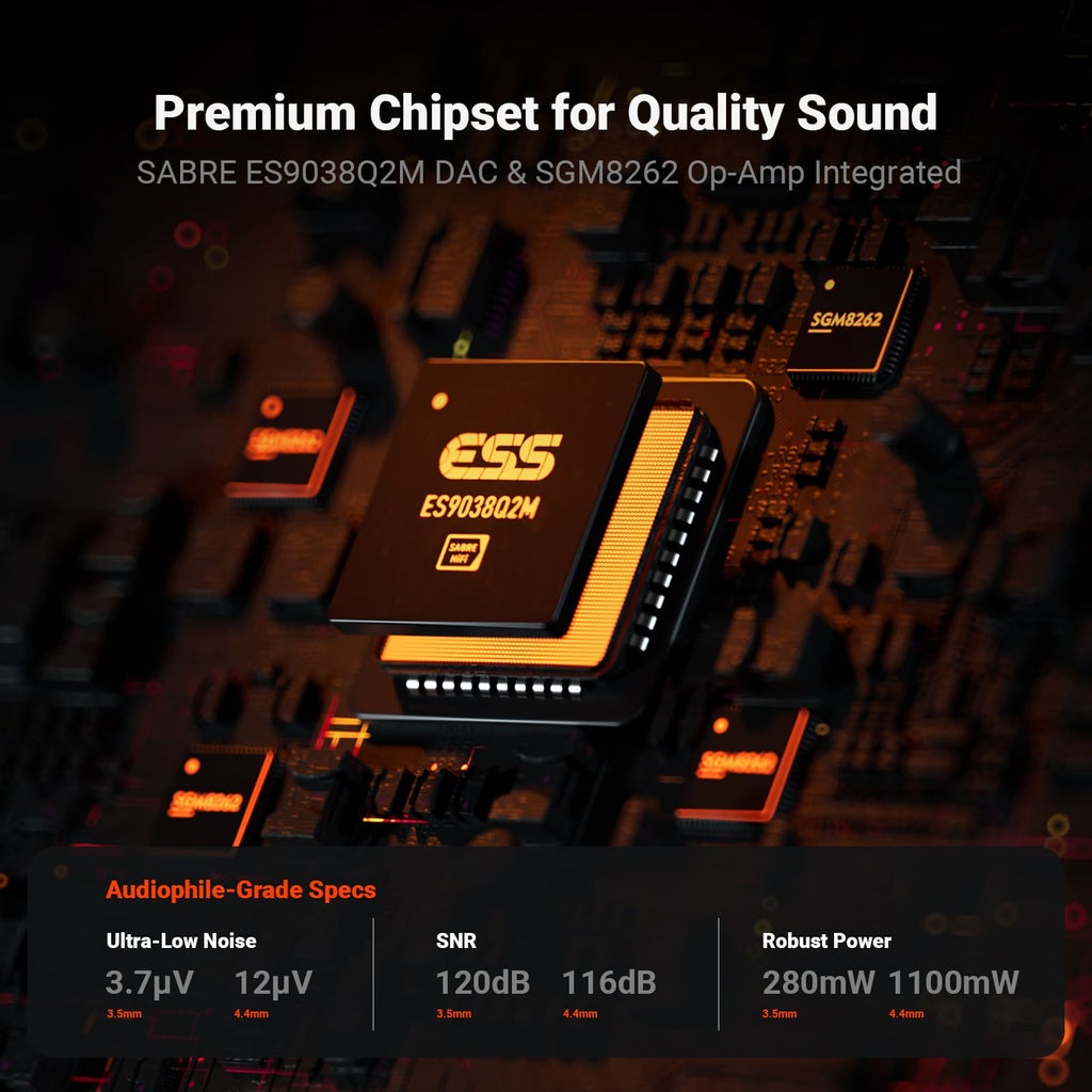 Fosi Audio Amplifier Headphone Hi-Fi Desktop DAC Chip ES9038Q2M - SK02
