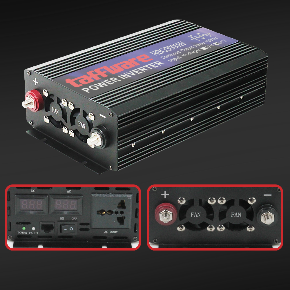 Taffware Power Inverter Mobil Pure Sine Wave DC 24V to AC 220V 3000W - NBQ3000W