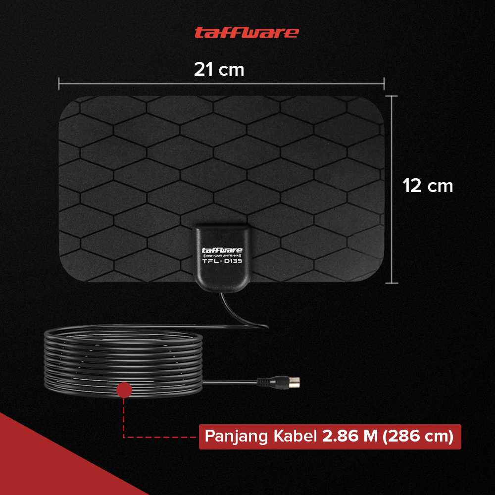 Taffware Antena TV Digital Indoor DVB-T2 25dB Grid Jack Male Plug - TFL-D139 - Gambar 6