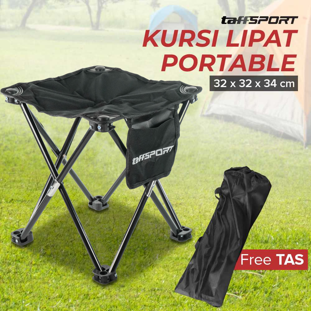 TaffSPORT Kursi Lipat Outdoor Mancing Camping Portable 32x32x34cm - A149