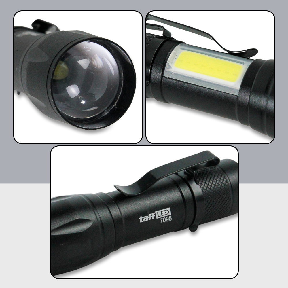 TaffLED Senter LED Mini Rechargeable Q5 dan COB 300 Lumens - 7098