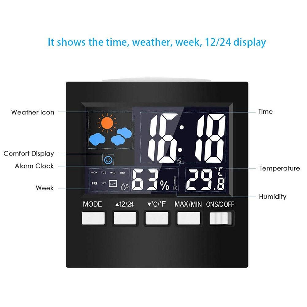Jam Alarm LED Thermometer Hygrometer Forecast Weather Station - 2159T