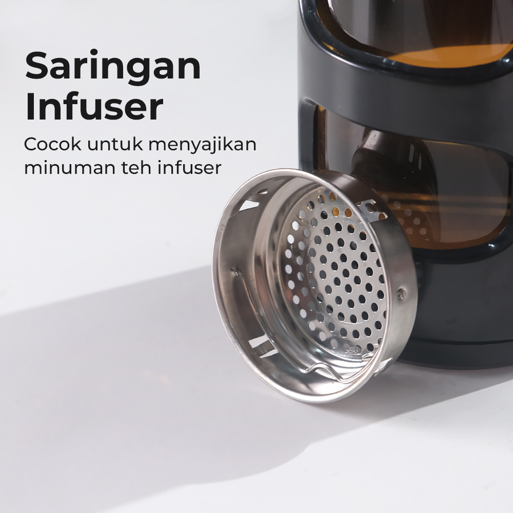 One Two Cups Botol Minum Kaca 400ml dengan Saringan - VN100