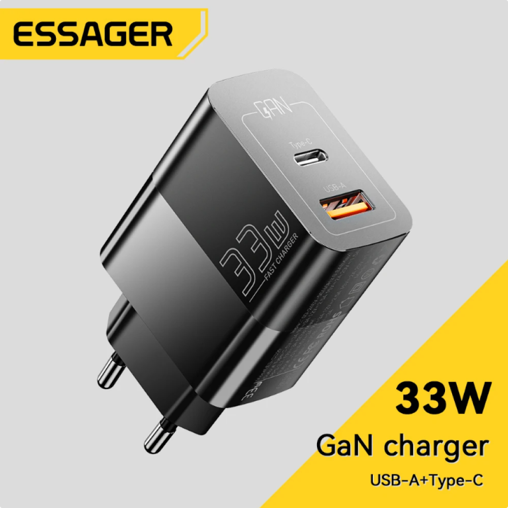 ESSAGER Kepala Charger Dual Port GaN Fast Charging QC 3.0 PD 33W - ES-CD29