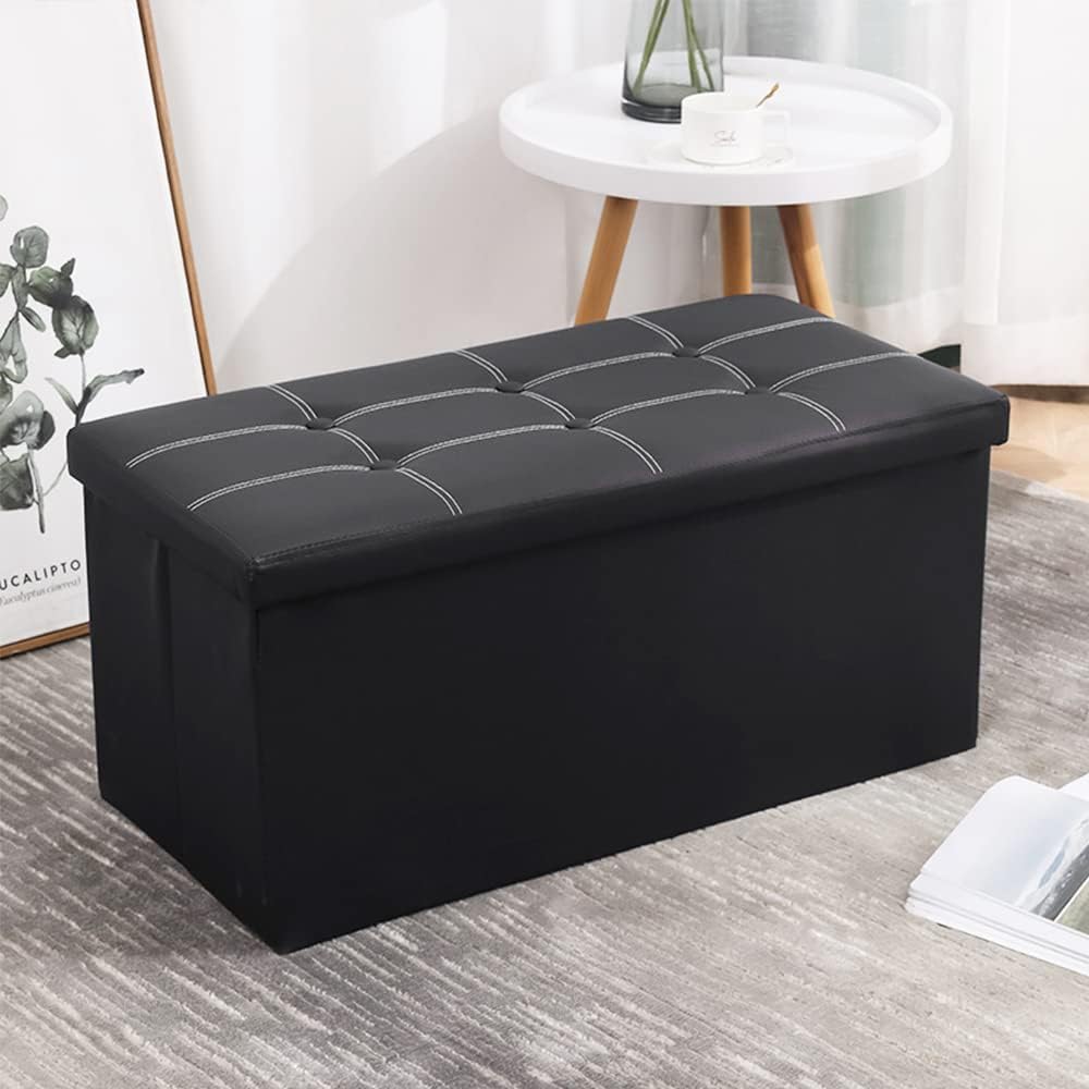 LUEFAT Sofa Kotak Storage Box Foldable Leather Waterproof 76x37x36.5cm - L76