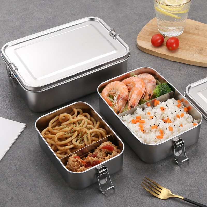 TaffHOME Kotak Makan Lunch Box Stainless Steel 2 Grid 1400ml - UP-14