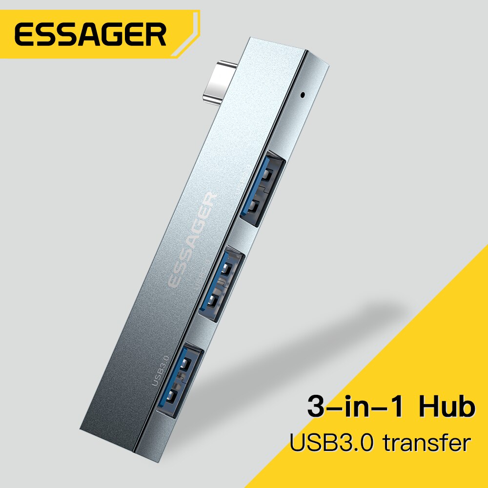ESSAGER USB Hub Type C Adapter 3in1 USB 3.0 USB 2.0 5Gbps - EHBC03-FY0G-P