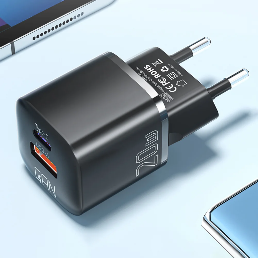 ESSAGER Kepala Charger Dual Port GaN Fast Charging PD 20W - ECTAC-HMB01-P