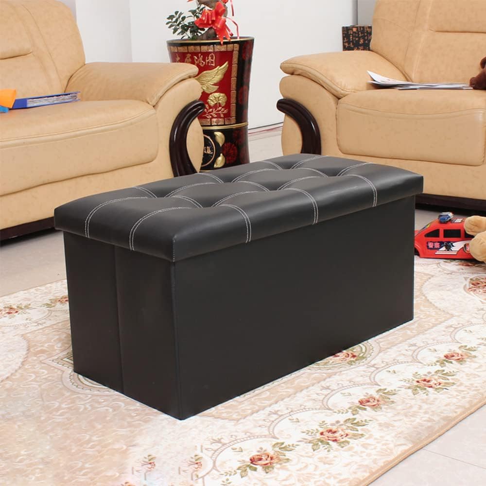 LUEFAT Sofa Kotak Storage Box Foldable Leather Waterproof 76x37x36.5cm - L76